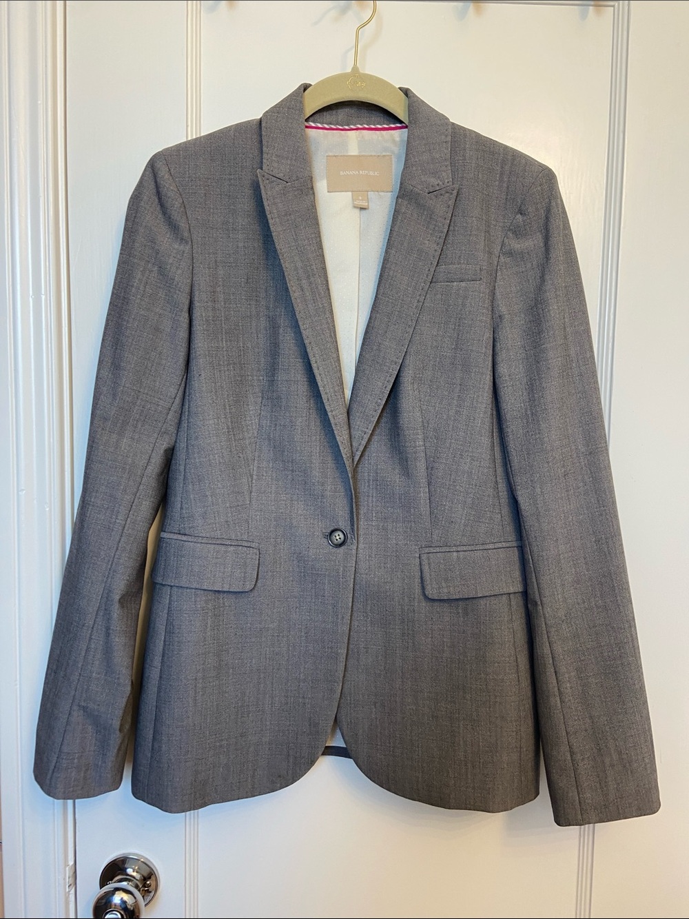 Banana Republic Gray Tailored Single-Button Blazer Sz 8